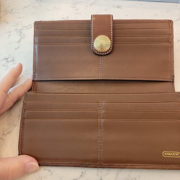 COACH Wallet Tan Leather with Signature Jacquard Stripe - Picture 3 of 4